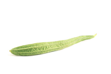 Angled gourd on white background.