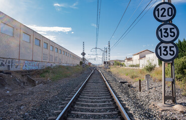 Landscape of railway tracks in the countryside