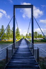 Diminishing perspective view of the new Port Campbell Creek Pedestrian Bridge in Australia