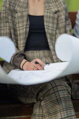 Fototapeta premium Blueprints for the company close up