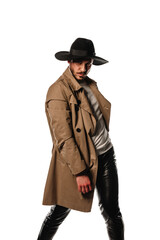Fototapeta premium Trendy young guy with cowboy hat