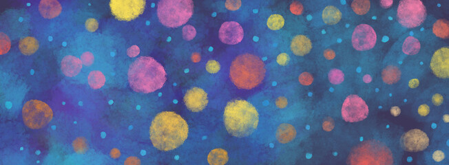 cute childish cheerful blue abstract dark festive background hand-drawn in dot and circles
