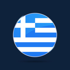 greece national flag Circle button Icon. Simple flag, official colors and proportion correctly. Flat vector illustration.