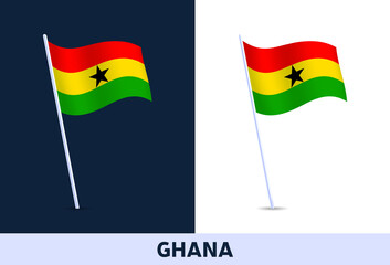 ghana vector flag. Waving national flag of Italy isolated on white and dark background. Official colors and proportion of flag. Vector illustration.