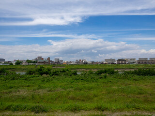 Fototapeta na wymiar 松原市天美西付近の大和川河川敷の風景