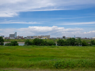Fototapeta na wymiar 松原市天美西付近の大和川河川敷の風景