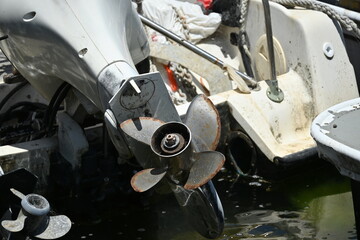 A rustic boat engine