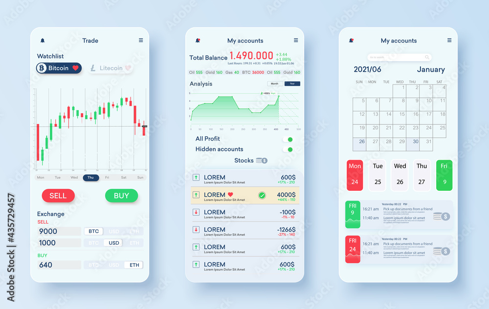 Poster trading candlestick chart vector illustration. stock exchange market graph, analysis ui, ux. a moder