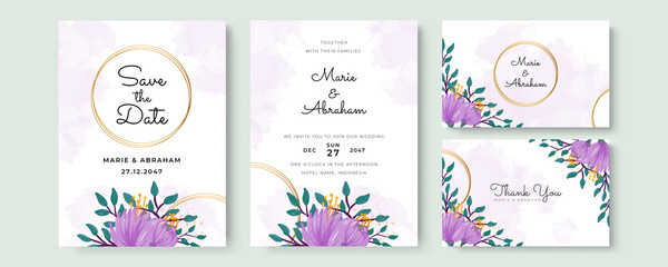 Greenery Watercolor Floral wedding invitation template card design