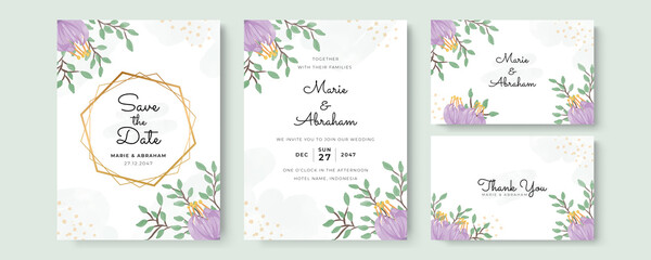 Greenery Watercolor Floral wedding invitation template card design