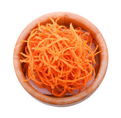 Dried spaghetti fish on pure white background