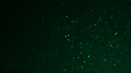 Dust green particles. Abstract background of particles. Dots background. Futuristic digital dots background. 3d rendering.