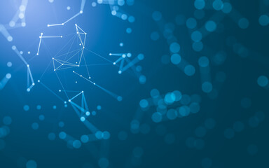 Abstract background. Molecules technology with polygonal shapes, connecting dots and lines. Connection structure. Big data visualization.