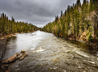 Image of white water rapids on the Grass river in northern Manitoba Canada.