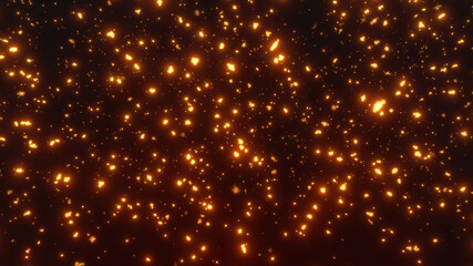 Obraz premium 幻想的な金色のパーティクルと火の粉と火花