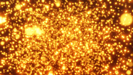 幻想的な金色のパーティクルと火の粉と火花