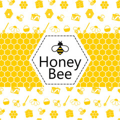 vector bee honey label