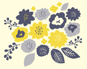 手描きの北欧風草木イラスト　Hand-painted Scandinavian style flower illustration