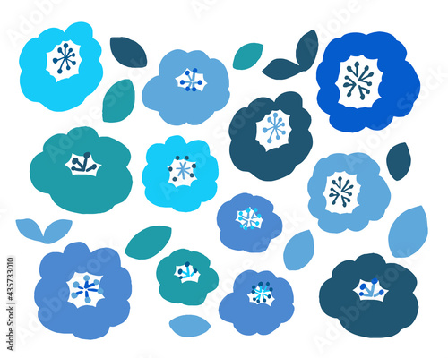 夏カラー手描きの北欧風草木花イラスト Hand Painted Scandinavian Style Flower Illustration Sticker Necomammma