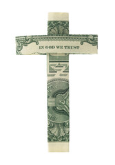 In God We Trust One Dollar Cross - obrazy, fototapety, plakaty