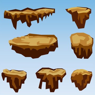 Floating Rocks Game Assets Vector