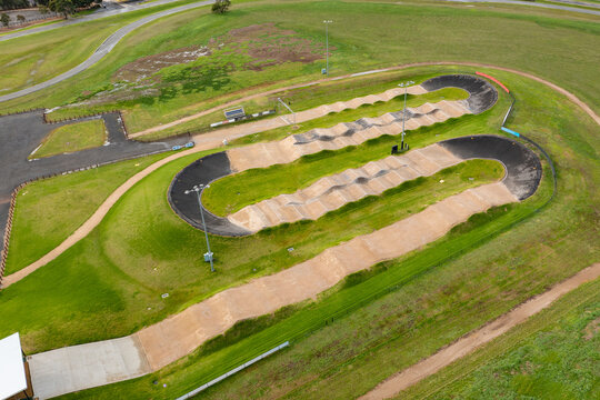 Aerial photo of BMX track in a suburb in Melbourne, Australia