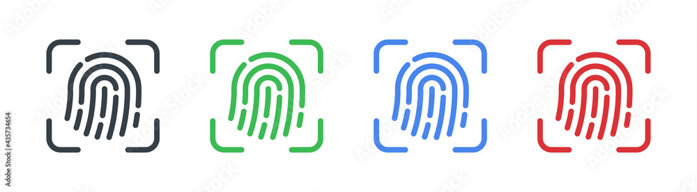 Poster scan fingerprint icon isolated on white background.