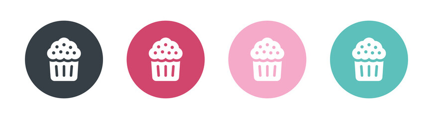 Cupcake bakery food colored icon. Vector illustration