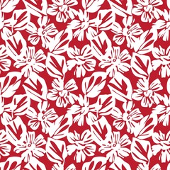 Red Tropical Botanical Floral Seamless Pattern Background