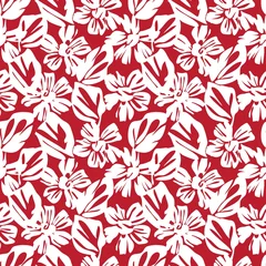 Fotobehang Rode tropische botanische bloemen naadloze patroon achtergrond © Siu-Hong Mok