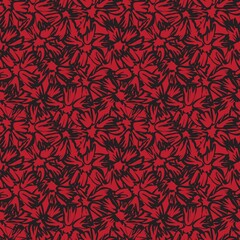 Red Tropical Botanical Floral Seamless Pattern Background