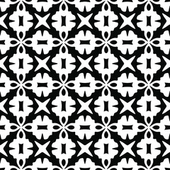 : Geometric vector pattern with Black and white colors. Seamless abstract ornament for wallpapers and backgrounds.