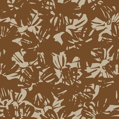 Brown Taupe Botanical Floral Seamless Pattern Background