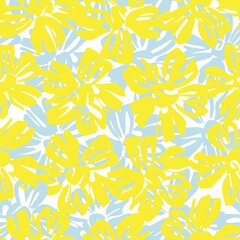 Yellow Botanical Floral Seamless Pattern Background