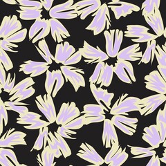 Purple Botanical Floral Seamless Pattern Background
