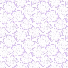 Purple Botanical Floral Seamless Pattern Background