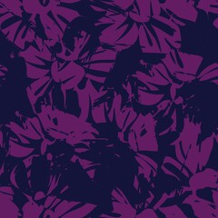 Purple Botanical Floral Seamless Pattern Background