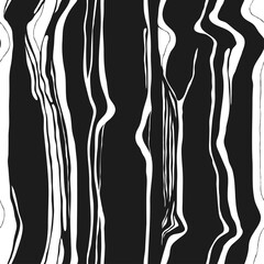 Abstract Vector Nature Backgroung. Hand Drawn Seamless Pattern. Fashion Illustration Black and White Ink Texture