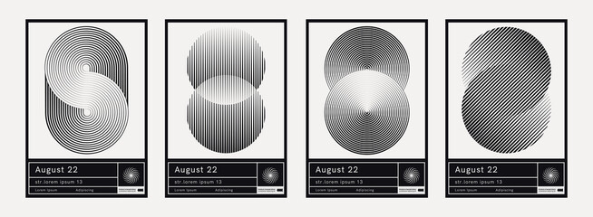 Set of abstract circle shapes. Modern geometric poster. Sun rays and firework signs. - obrazy, fototapety, plakaty