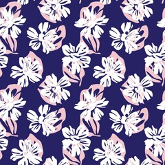 Pink Navy Botanical Floral Seamless Pattern Background