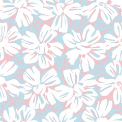 Fototapeta na wymiar Pastel Botanical Floral Seamless Pattern Background