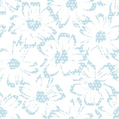 Fototapeta na wymiar Pastel Botanical Tropical Floral Seamless Pattern with dotted Background