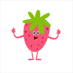 Cute strawberry character vector template design illustration