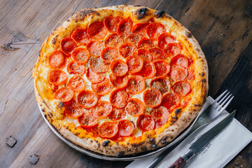 Pepperoni pizza on a plate