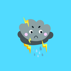 icon logo angry clouds and lightning with rain