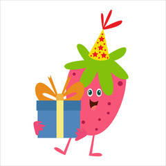 Cute strawberry character vector template design illustration
