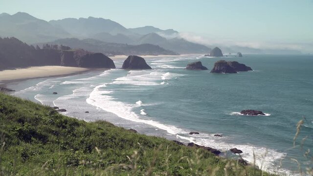 Cannon Beach Oregon High Angle 4K UHD. Cannon Beach from Ecola State Park, Oregon, United States. 4K UHD.
