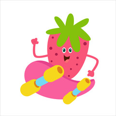 Cute strawberry character vector template design illustration