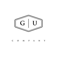 initial GU logo design vector