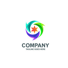 Colorful circular arrows and star logo